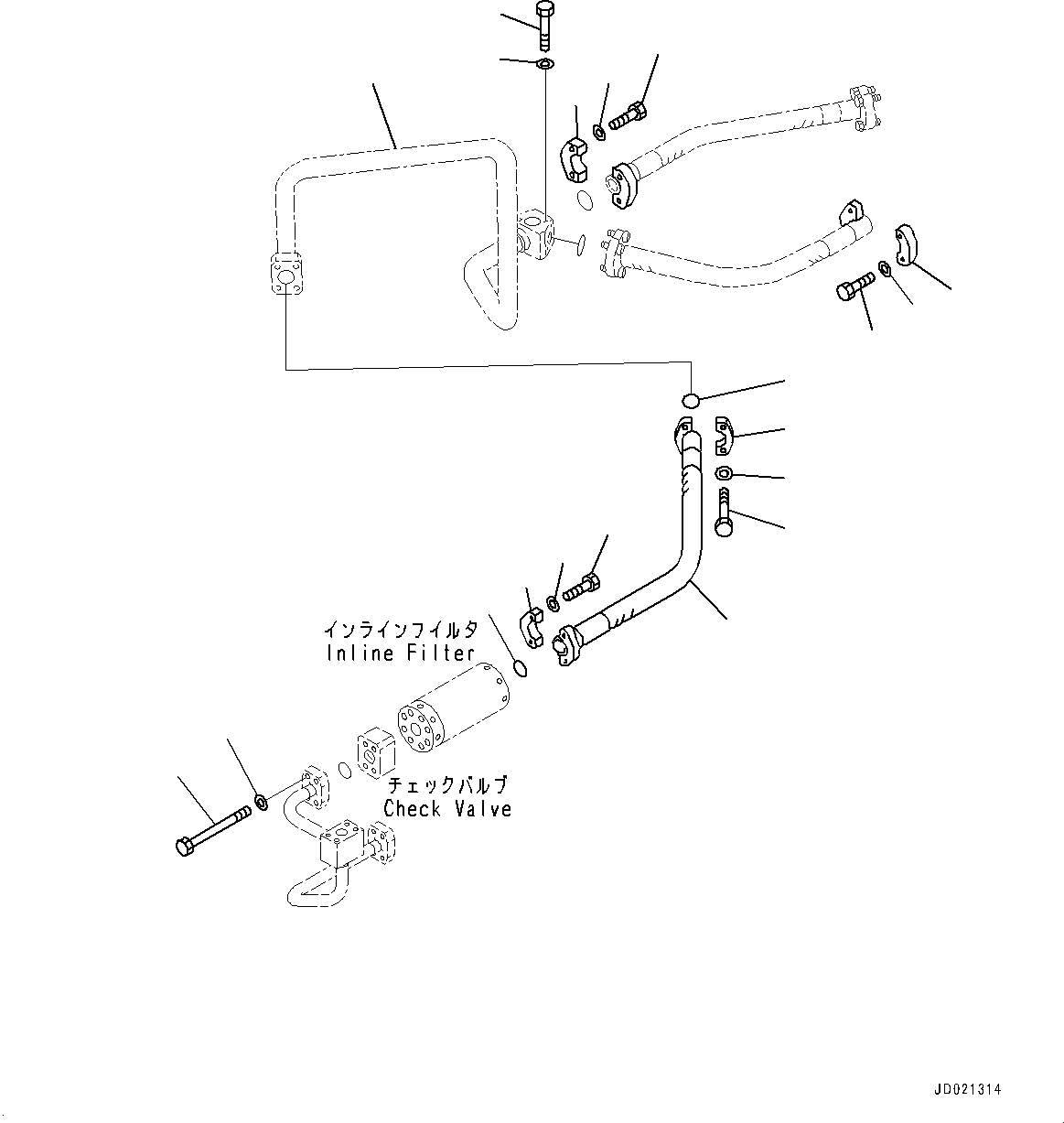 Wheel Loaders Komatsu / WA900-3E0 S/N 60078-UP(0000557C) / Hydraulic Piping, Steering Pump Piping (1/2) (#60078-)(H025004 : H4200-009004)