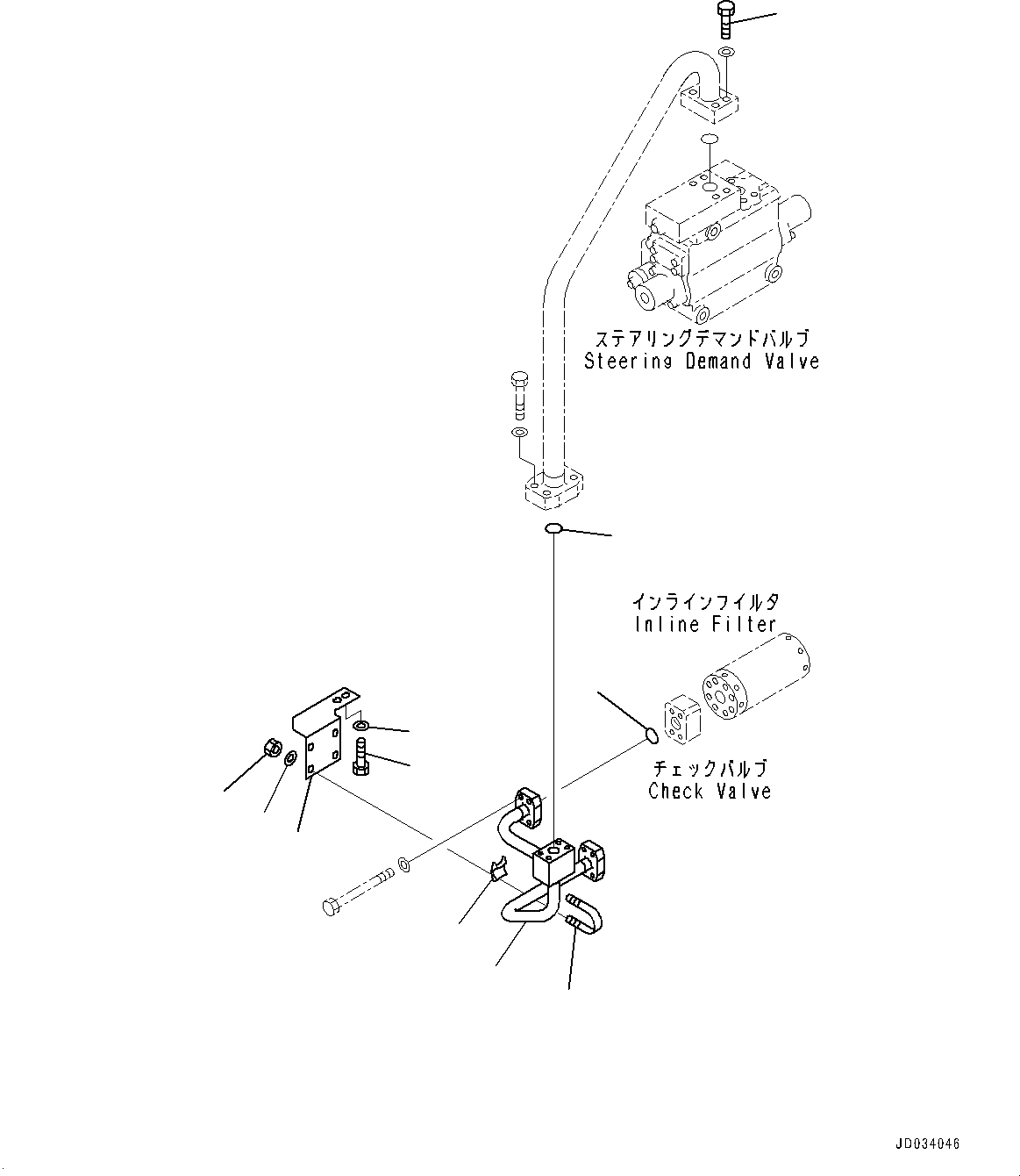 Wheel Loaders Komatsu / WA900-3E0 S/N 60078-UP(0000557C) / Hydraulic Piping, Steering Pump Piping (2/2) (#60078-)(H025006 : H4200-009006)