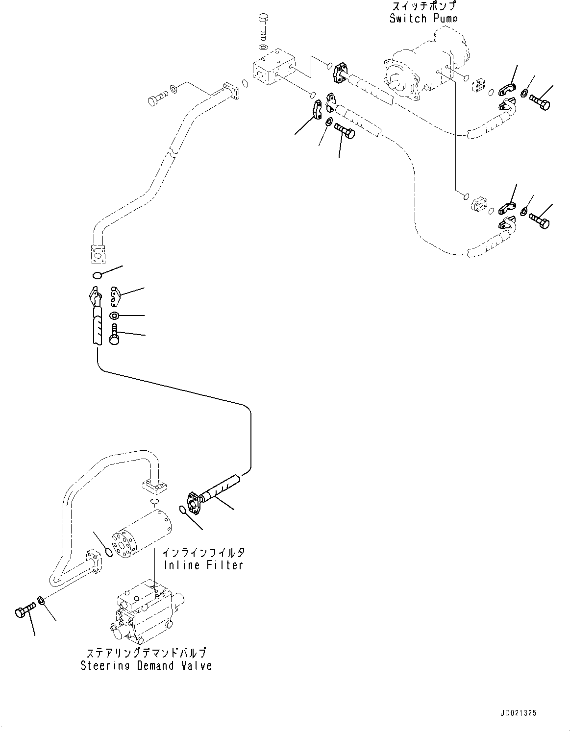 Wheel Loaders Komatsu / WA900-3E0 S/N 60078-UP(0000557C) / Hydraulic Piping, Switch Pump to Demand Valve (#60078-)(H025007 : H4200-009007)
