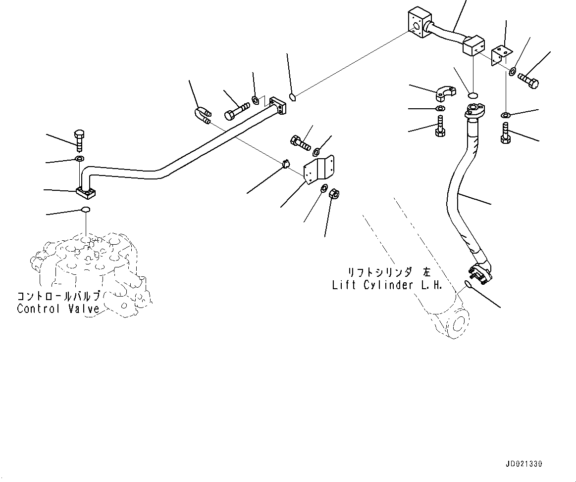 Wheel Loaders Komatsu / WA900-3E0 S/N 60078-UP(0000557C) / Hydraulic Piping, Lift Cylinder Bottom Piping (1/2) (#60078-)(H025010 : H4200-009010)