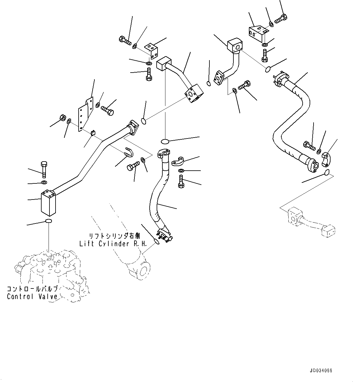 Wheel Loaders Komatsu / WA900-3E0 S/N 60078-UP(0000557C) / Hydraulic Piping, Lift Cylinder Bottom Piping (2/2) (#60078-)(H025011 : H4200-009011)