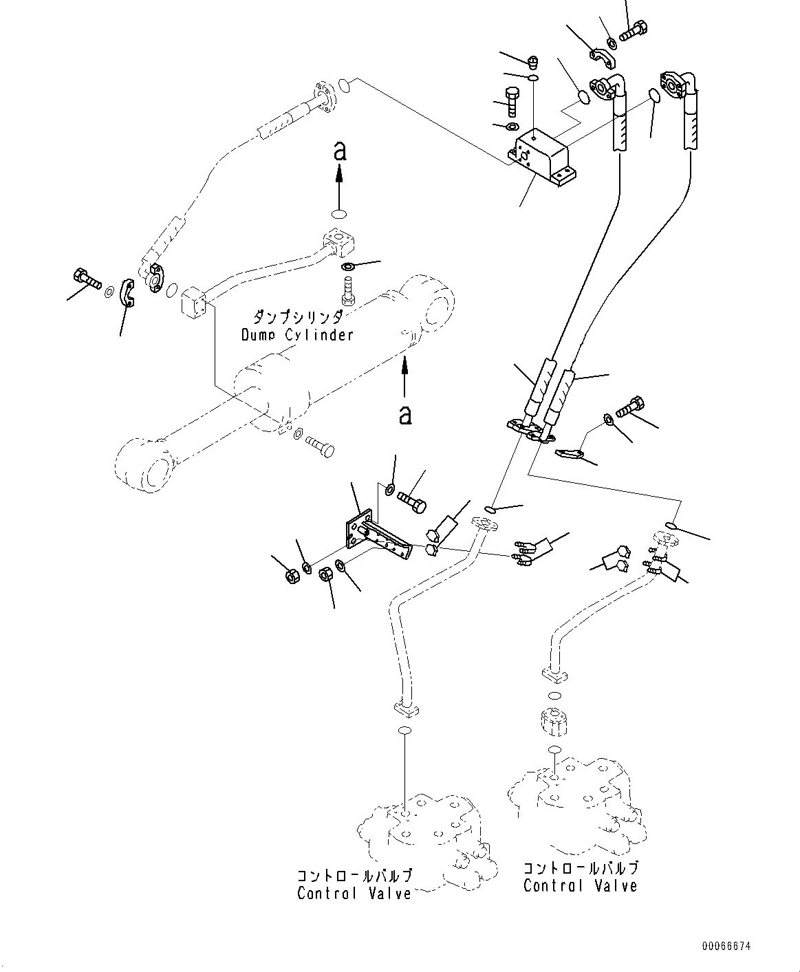 Wheel Loaders Komatsu / WA900-3E0 S/N 60078-UP(0000557C) / Hydraulic Piping, Dump Cylinder Bottom Piping (#60078-)(H024013 : H4200-008013)