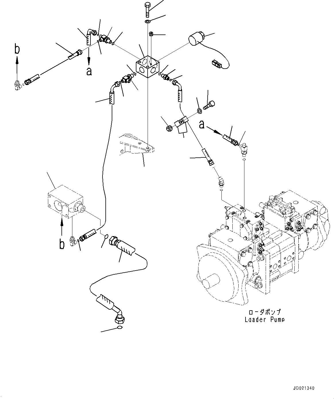 Wheel Loaders Komatsu / WA900-3E0 S/N 60078-UP(0000557C) / Hydraulic Piping, PPC Valve Piping, Rear (1/7) (#60078-)(H025016 : H4200-009016)