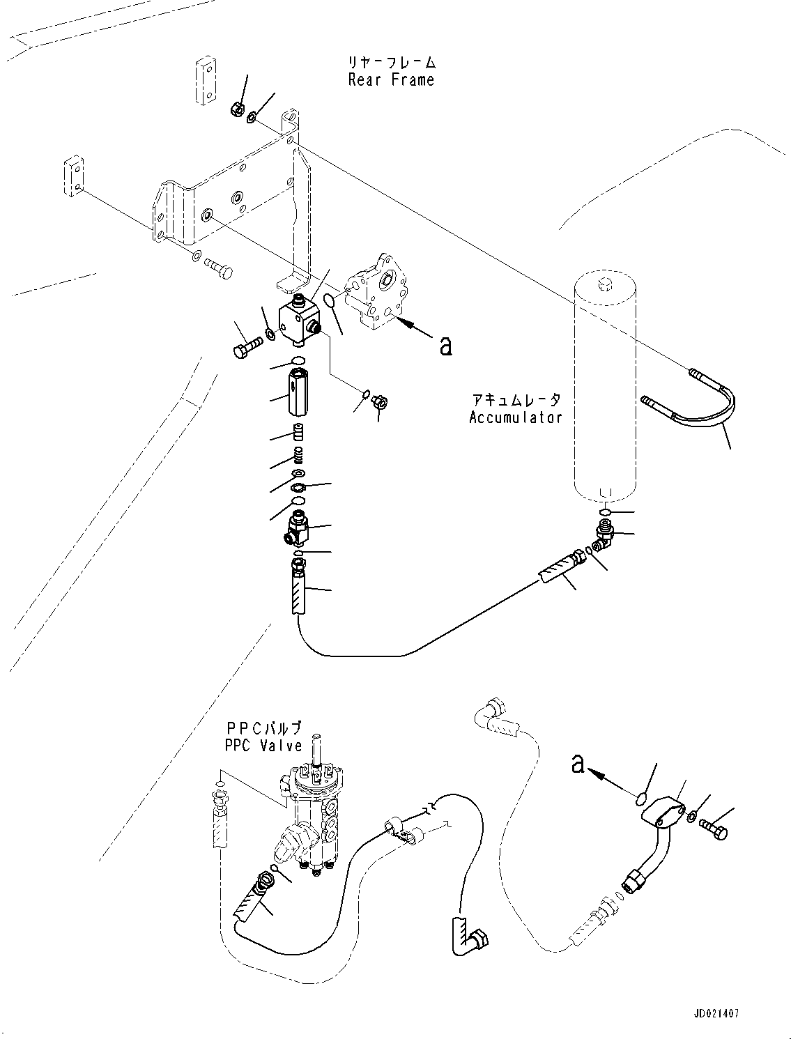 Wheel Loaders Komatsu / WA900-3E0 S/N 60078-UP(0000557C) / Hydraulic Piping, PPC Valve Piping, Rear (5/7) (#60078-)(H025022 : H4200-009022)