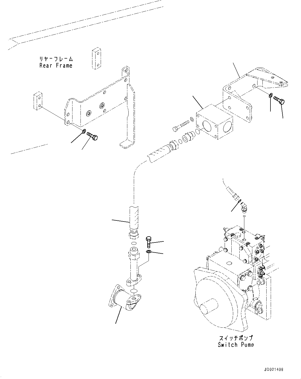 Wheel Loaders Komatsu / WA900-3E0 S/N 60078-UP(0000557C) / Hydraulic Piping, PPC Valve Piping, Rear (6/7) (#60078-)(H025023 : H4200-009023)