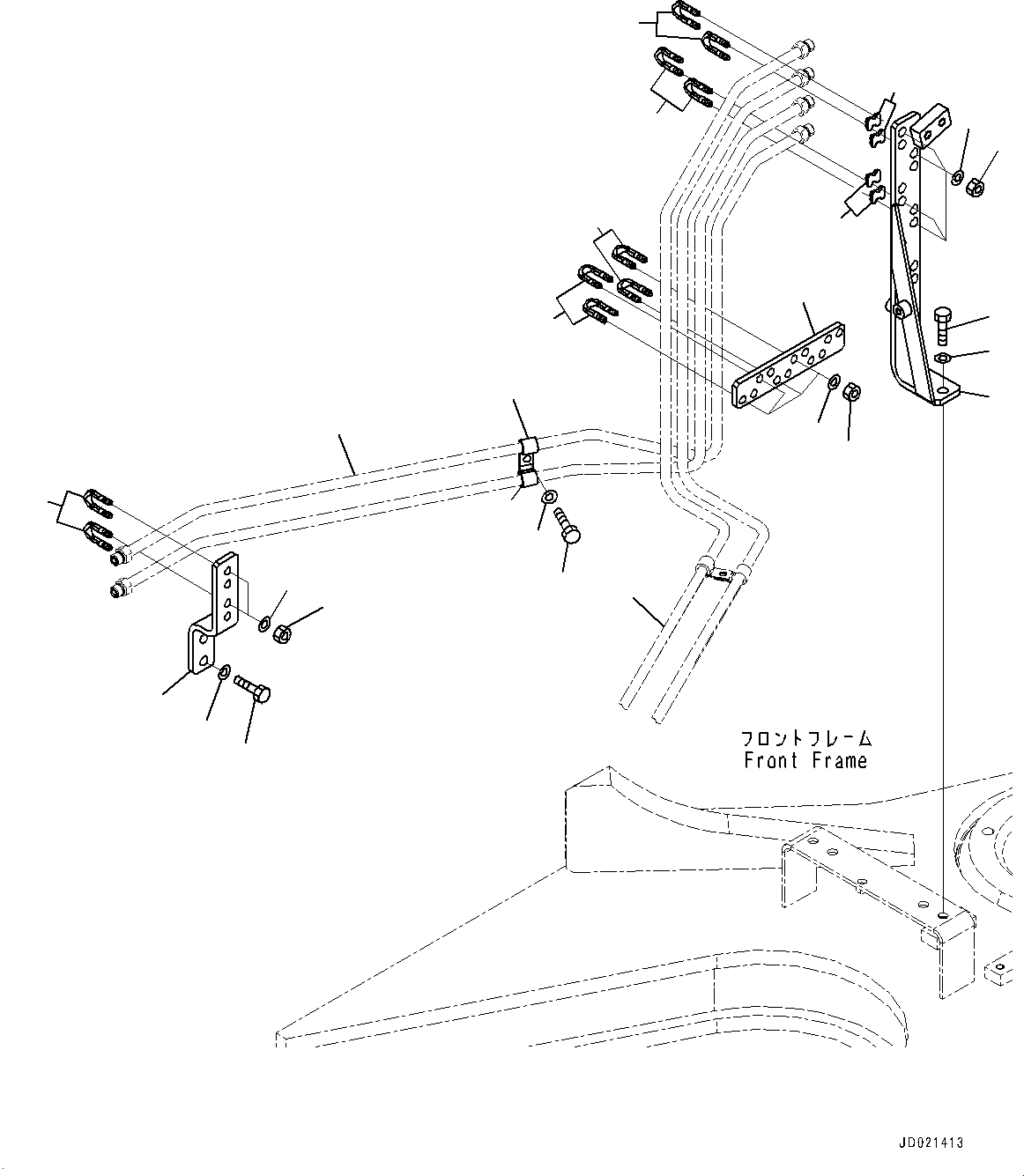 Wheel Loaders Komatsu / WA900-3E0 S/N 60078-UP(0000557C) / Hydraulic Piping, PPC Valve Piping, Front (3/4) (#60078-)(H024026 : H4200-008026)