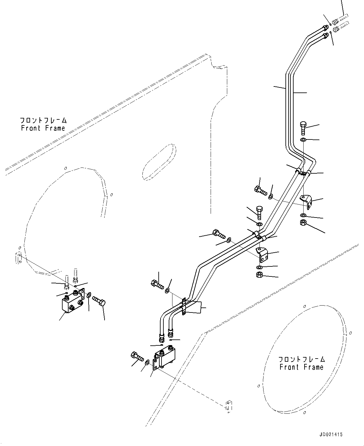 Wheel Loaders Komatsu / WA900-3E0 S/N 60078-UP(0000557C) / Hydraulic Piping, PPC Valve Piping, Front (4/4) (#60078-)(H023027 : H4200-004027)