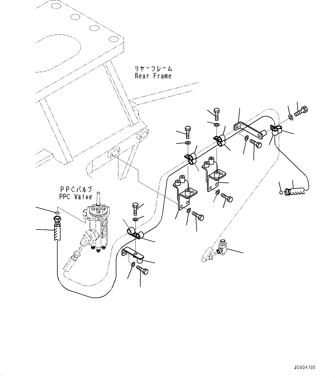 Wheel Loaders Komatsu / WA900-3E0 S/N 60078-UP(0000557C) / Hydraulic Piping, PPC Valve Piping, Front (1/4) (#60078-)(H025024 : H4200-009024)