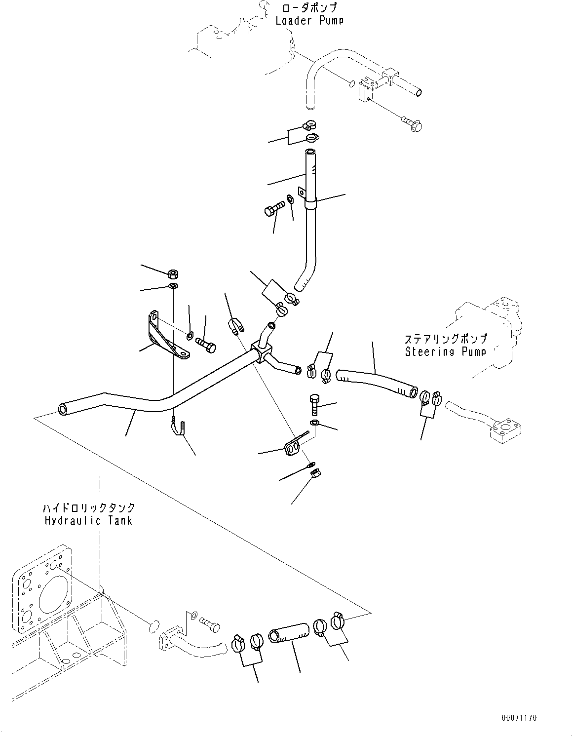 Wheel Loaders Komatsu / WA900-3E0 S/N 60078-UP(0000557C) / Hydraulic Piping, PPC Valve Piping (#60078-)(H025015 : H4200-009015)