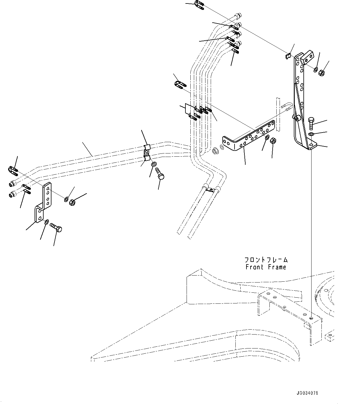 Wheel Loaders Komatsu / WA900-3E0 S/N 60078-UP(0000557C) / Hydraulic Piping, PPC Valve Piping, Front (3/4) (#60078-)(H025026 : H4200-009026)