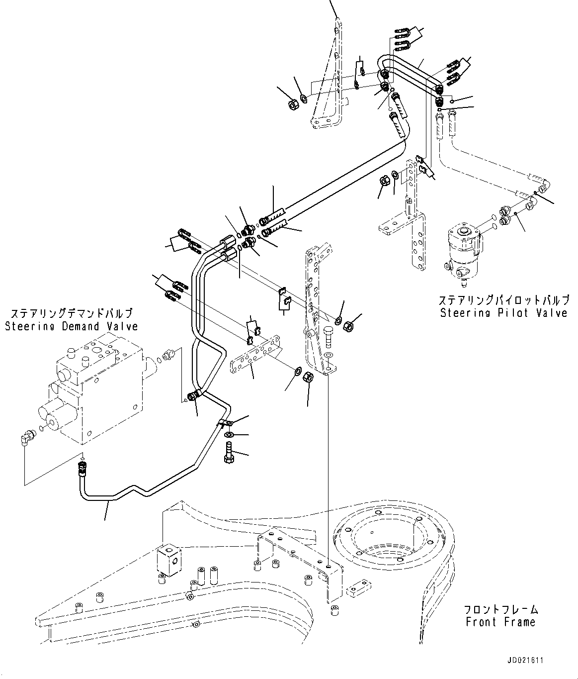 Wheel Loaders Komatsu / WA900-3E0 S/N 60078-UP(0000557C) / Steering Hydraulic Piping, Pilot Valve Control Piping (1/2) (#60078-)(H032002 : H4410-003002)