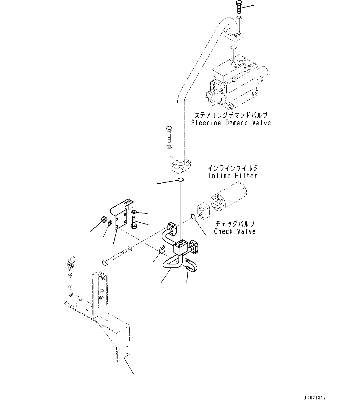 Wheel Loaders Komatsu / WA900-3E0 S/N 60078-UP(0000557C) / Steering Hydraulic Piping, Pilot Valve Control Piping (2/2) (#60078-)(H032006 : H4410-003006)