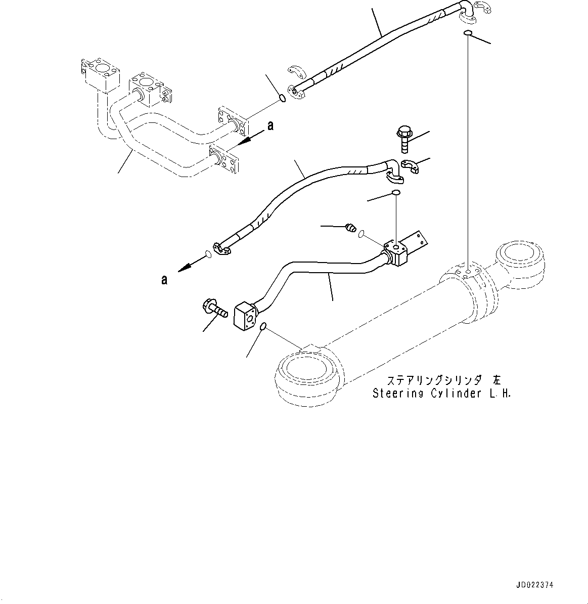 Wheel Loaders Komatsu / WA900-3E0 S/N 60078-UP(0000557C) / Steering Cylinder, L.H. (2/2) (#60078-)(J023002 : J4140-001002)