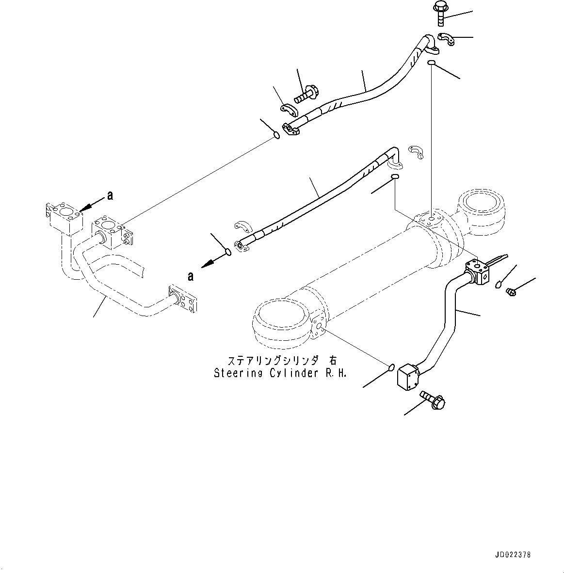 Wheel Loaders Komatsu / WA900-3E0 S/N 60078-UP(0000557C) / Steering Cylinder, R.H. (2/2) (#60078-)(J023004 : J4140-001004)