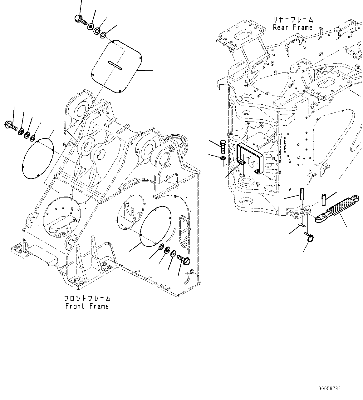 Wheel Loaders Komatsu / WA900-3E0 S/N 60078-UP(0000557C) / Articulate Lock Bar and Frame Cover, Plate (#60078-)(J025001 : J4190-006001)