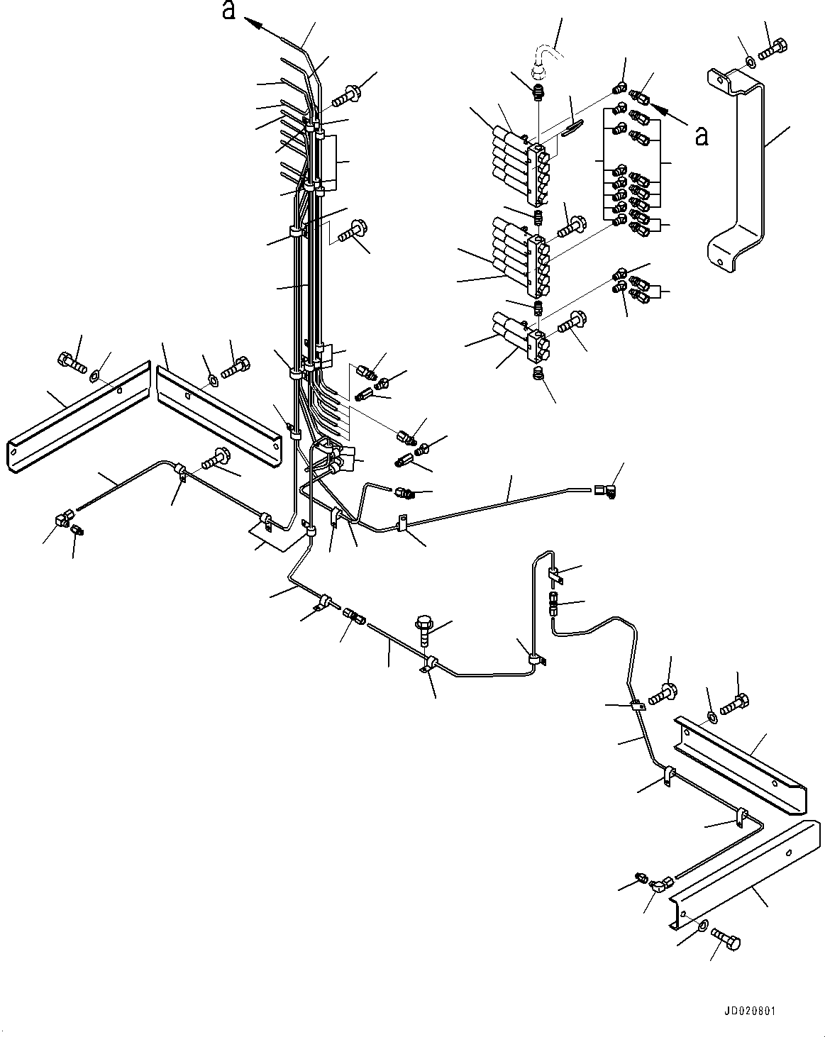 Wheel Loaders Komatsu / WA900-3E0 S/N 60078-UP(0000557C) / Remote Greasing System, Front Piping (1/4) (#60078-)(J030006 : J4710-012006)
