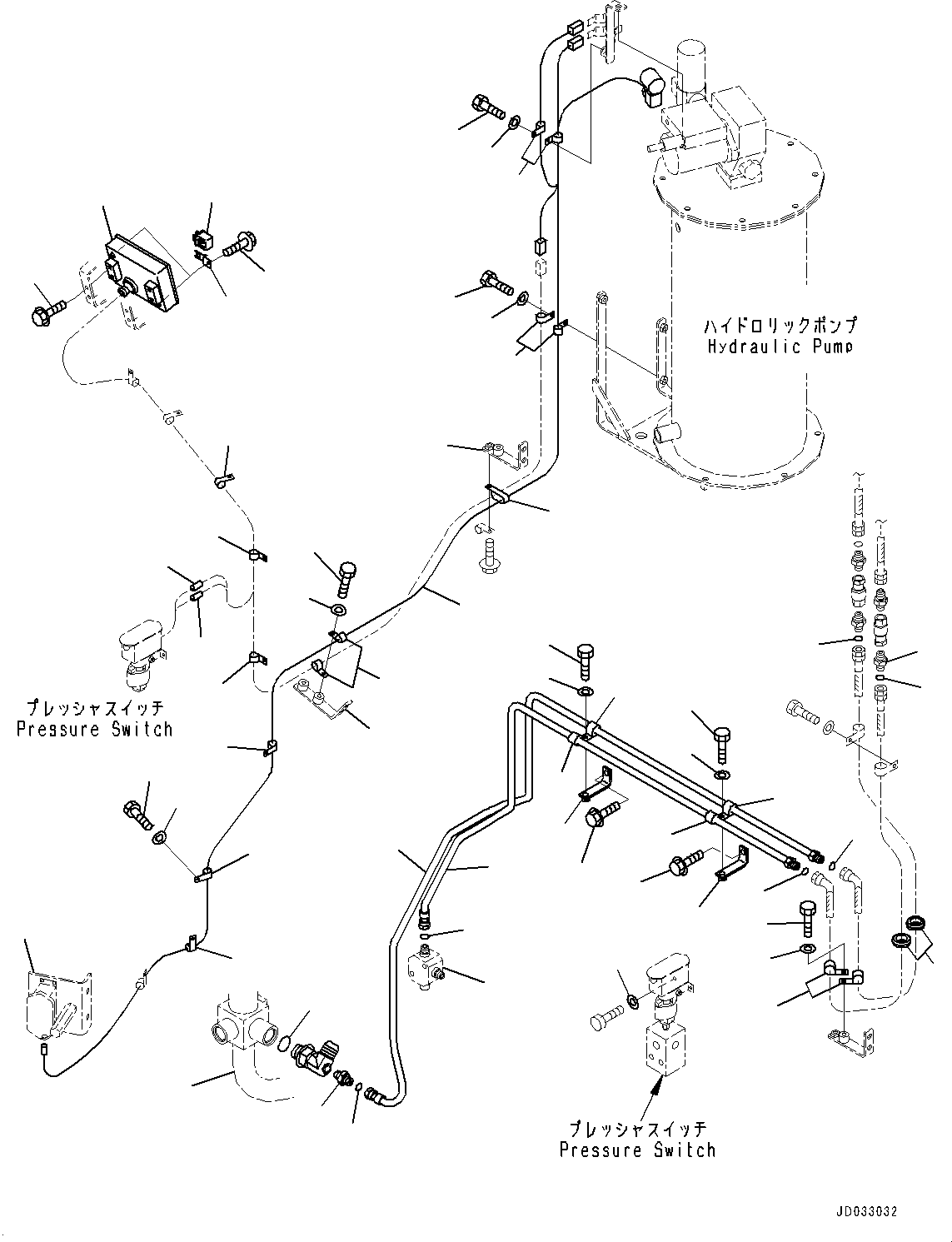 Wheel Loaders Komatsu / WA900-3E0 S/N 60078-UP(0000557C) / Remote Greasing System, Rear Piping (1/3) (#60078-)(J028007 : J4710-002007)