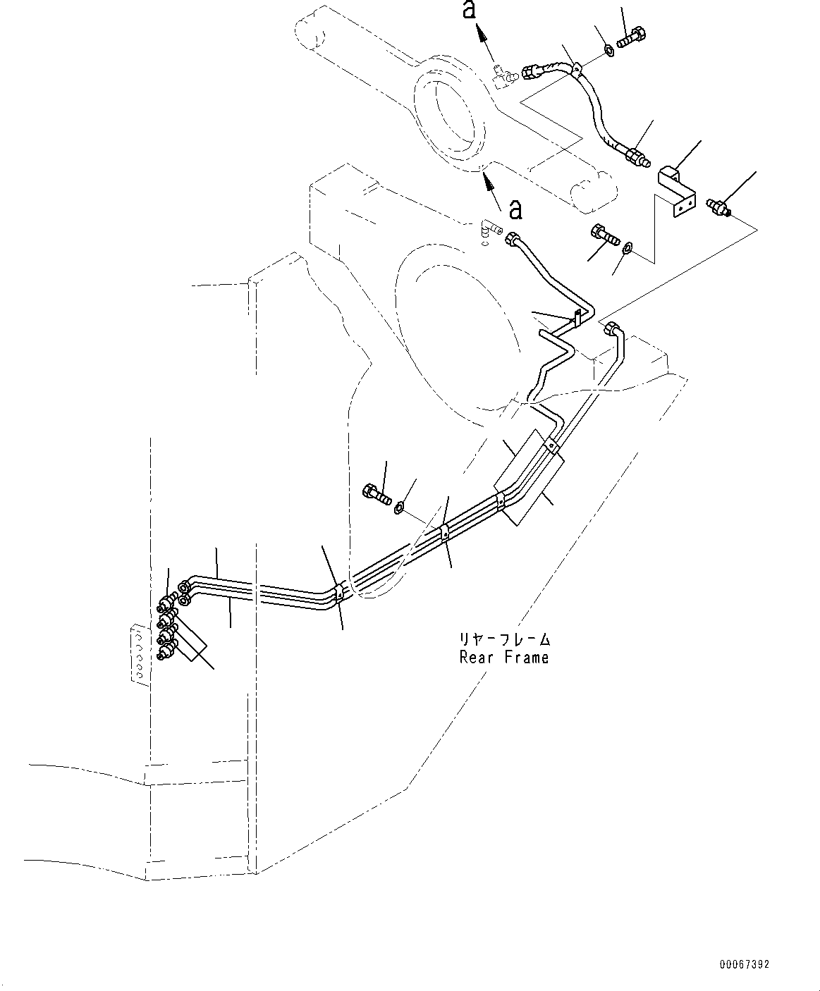 Wheel Loaders Komatsu / WA900-3E0 S/N 60078-UP(0000557C) / Remote Greasing System, Rear Piping (2/3) (#60078-)(J028009 : J4710-002009)