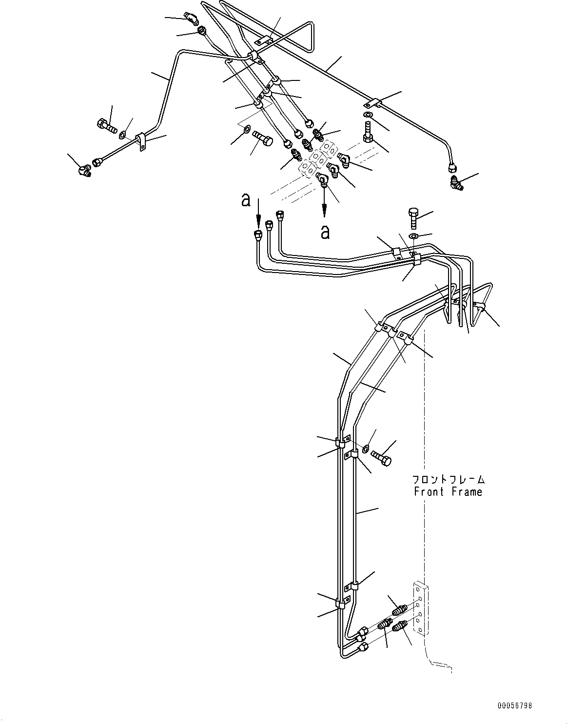 Wheel Loaders Komatsu / WA900-3E0 S/N 60078-UP(0000557C) / Remote Greasing System, Front Piping (3/4) (#60078-)(J028012 : J4710-002012)