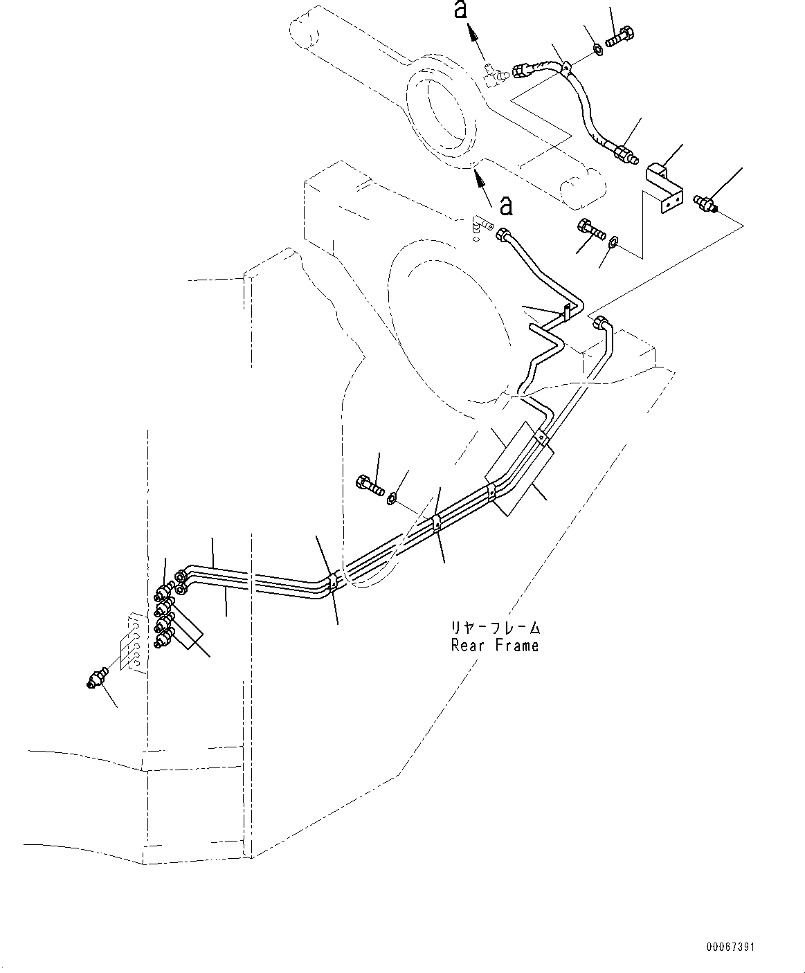 Wheel Loaders Komatsu / WA900-3E0 S/N 60078-UP(0000557C) / Remote Greasing System, Rear Piping (1/2) (#60078-)(J029001 : J4710-004001)