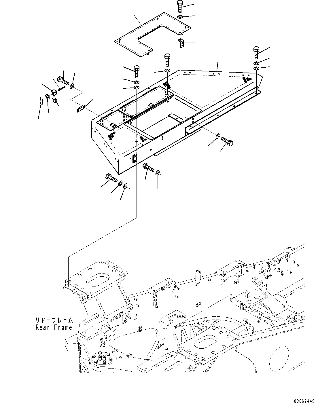 Wheel Loaders Komatsu / WA900-3E0 S/N 60078-UP(0000557C) / Rear Fender and Ladder, Floor Frame, R.H. (#60078-)(M018002 : M4310-002002)