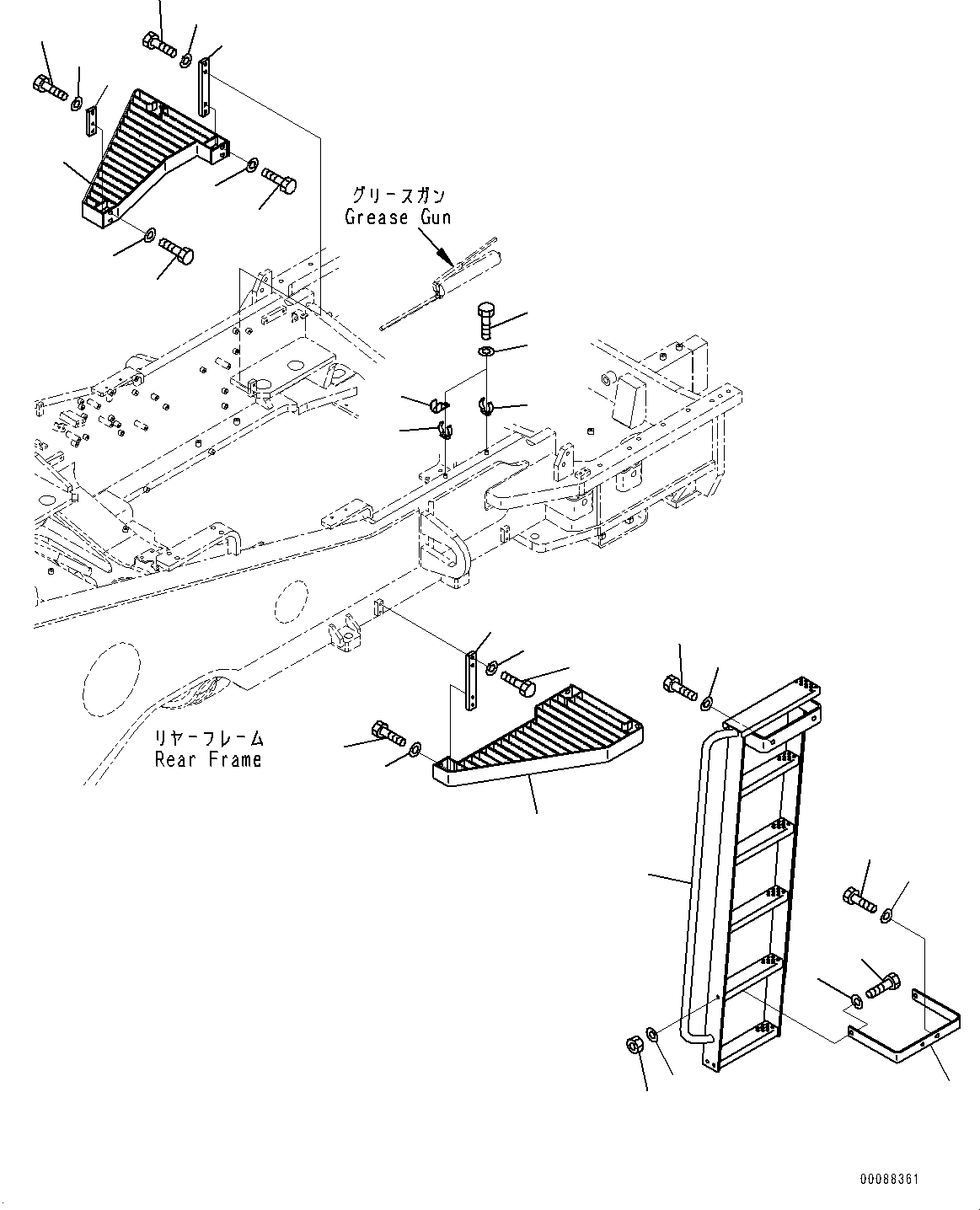 Wheel Loaders Komatsu / WA900-3E0 S/N 60078-UP(0000557C) / Rear Fender and Ladder, Side Step (#60078-)(M019006 : M4310-005006)