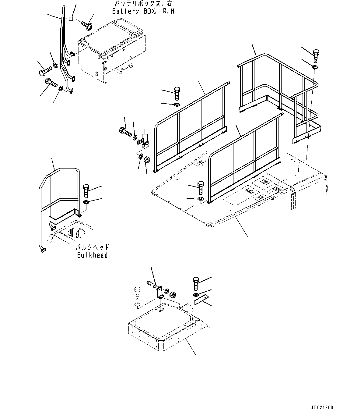 Wheel Loaders Komatsu / WA900-3E0 S/N 60078-UP(0000557C) / Ladder and Handrail, R.H. (#60078-60155)(M024003 : M4320-009002)