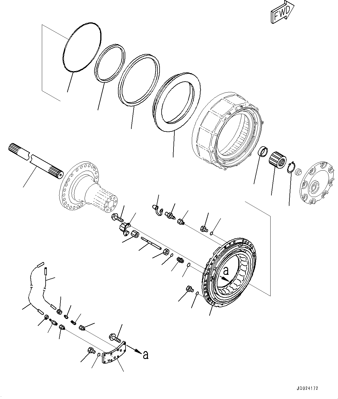 Dump Trucks Komatsu / HM350-2R S/N 7030-UP(0000565C) / Center Axle, Brake Cylinder, R.H. (#7030-)(F010010 : F3450-001010)
