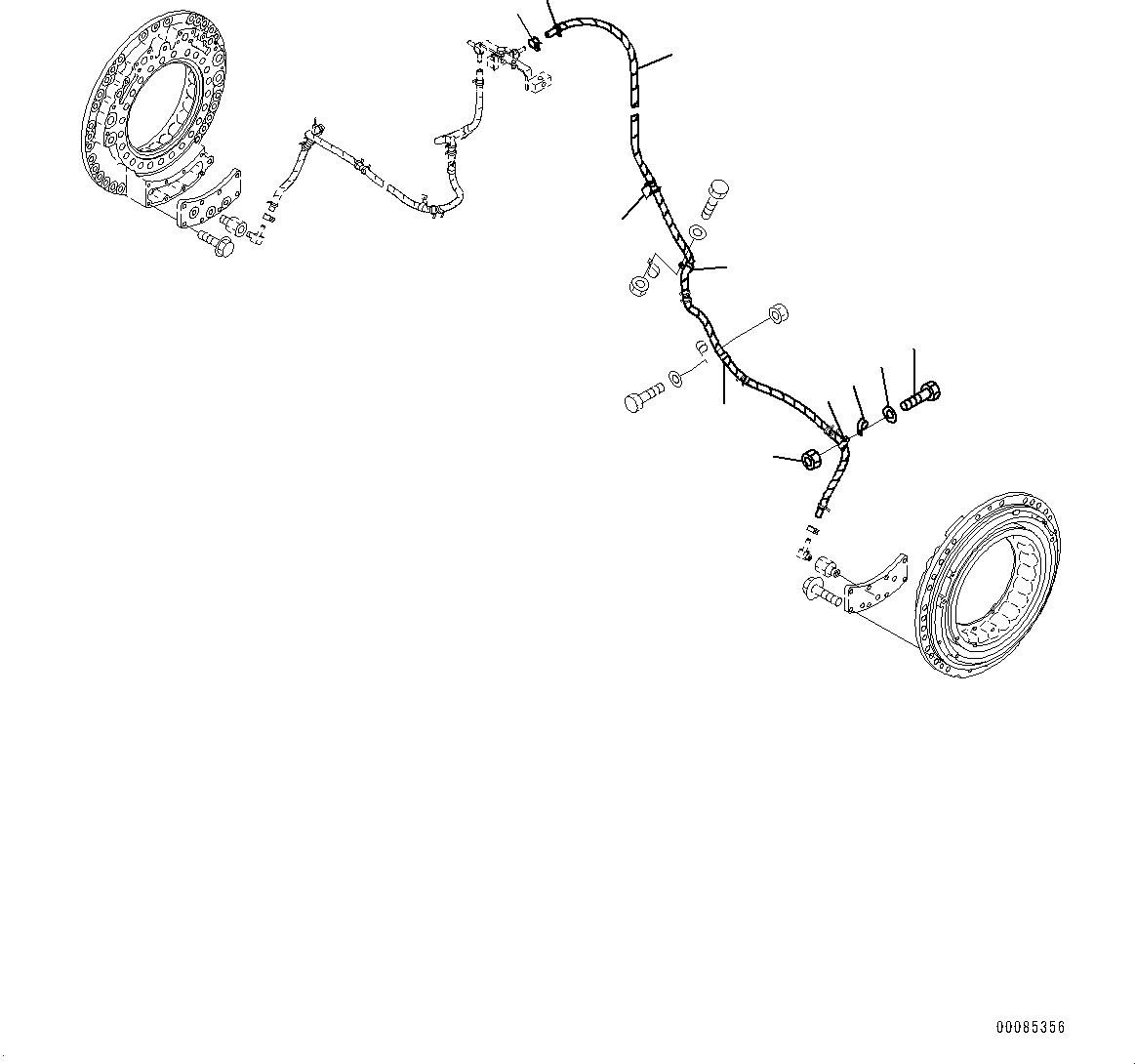 Dump Trucks Komatsu / HM350-2R S/N 7030-UP(0000565C) / Center Brake Oil Piping, L.H. (#7030-)(F012007 : F3455-001007)