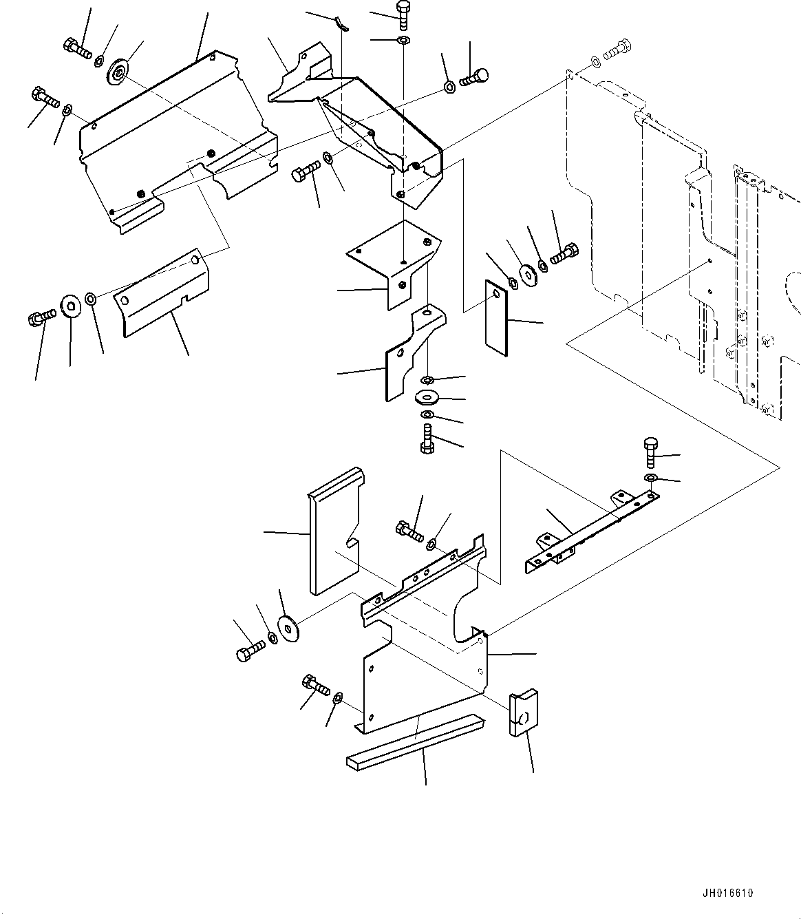 Excavators Komatsu / PC220-8 S/N 80377-UP(0000566C) / Machine Cab Partition, Valve and Muffler Side (#80455-)(M011003 : M1150-014003)