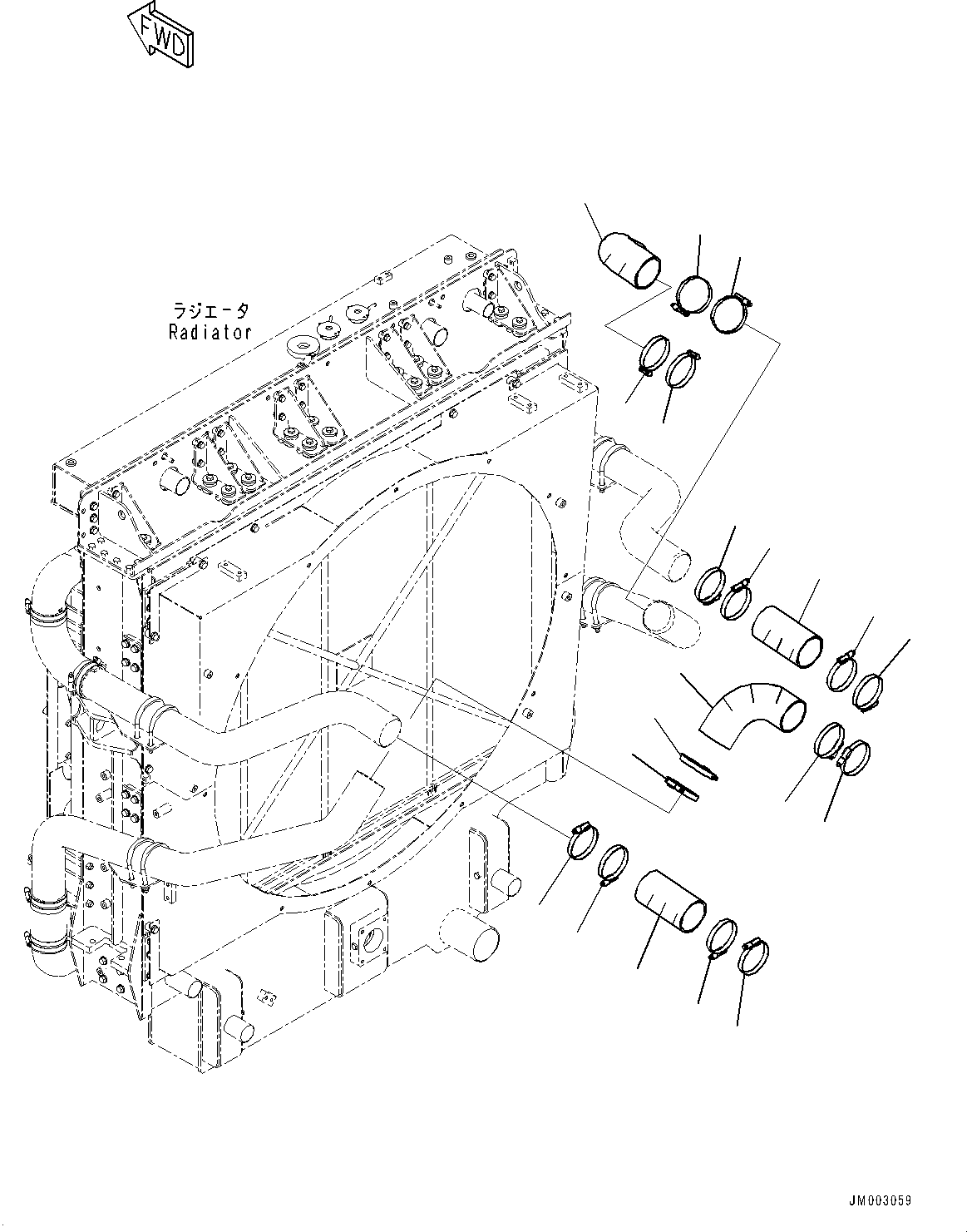 Dump Trucks Komatsu / HD785-7 S/N 8832-30000 (KAL Spec.)(0000588C) / Coolant Piping, Radiator to Engine (#8173-)(C003003 : C0120-003003)