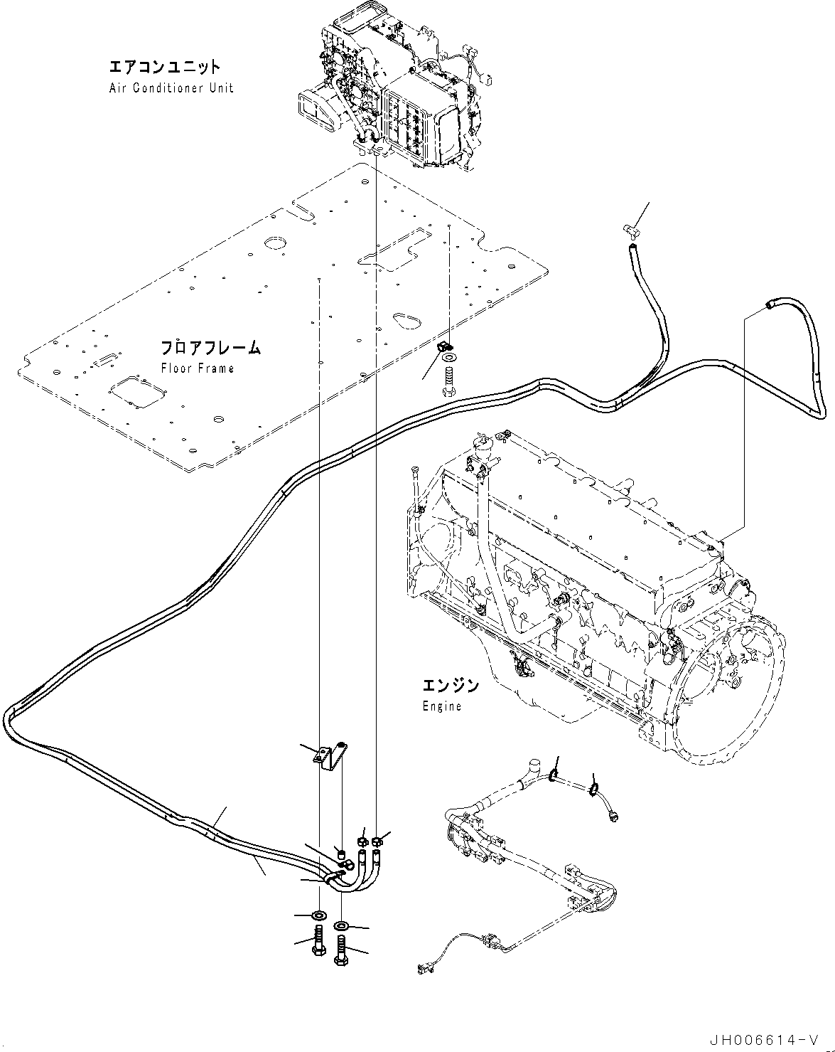 Excavators Komatsu / PC650LC-8E0 S/N 65001-UP(0000597C) / Cab, Floor, Heater Piping (#65001-)(K024057 : K1110-004049)