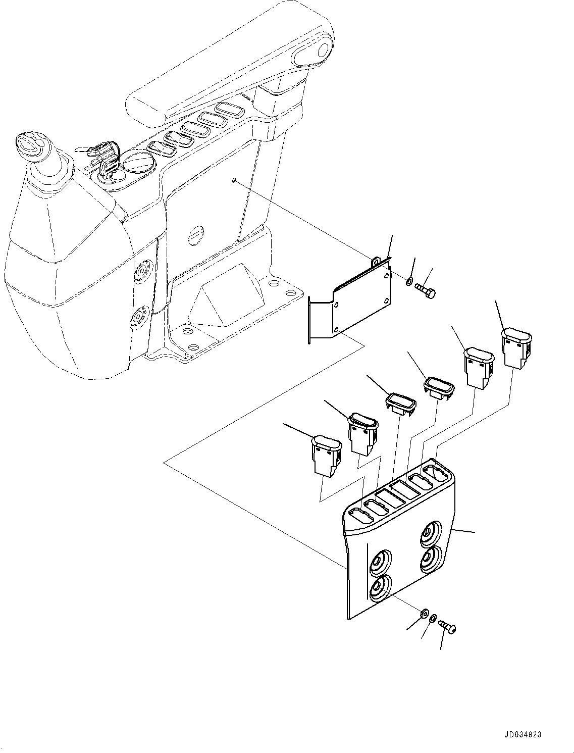 Excavators Komatsu / PC650LC-8E0 S/N 65001-UP(0000597C) / Cab, Floor, Switch (#65001-)(K024052 : K1110-004044)