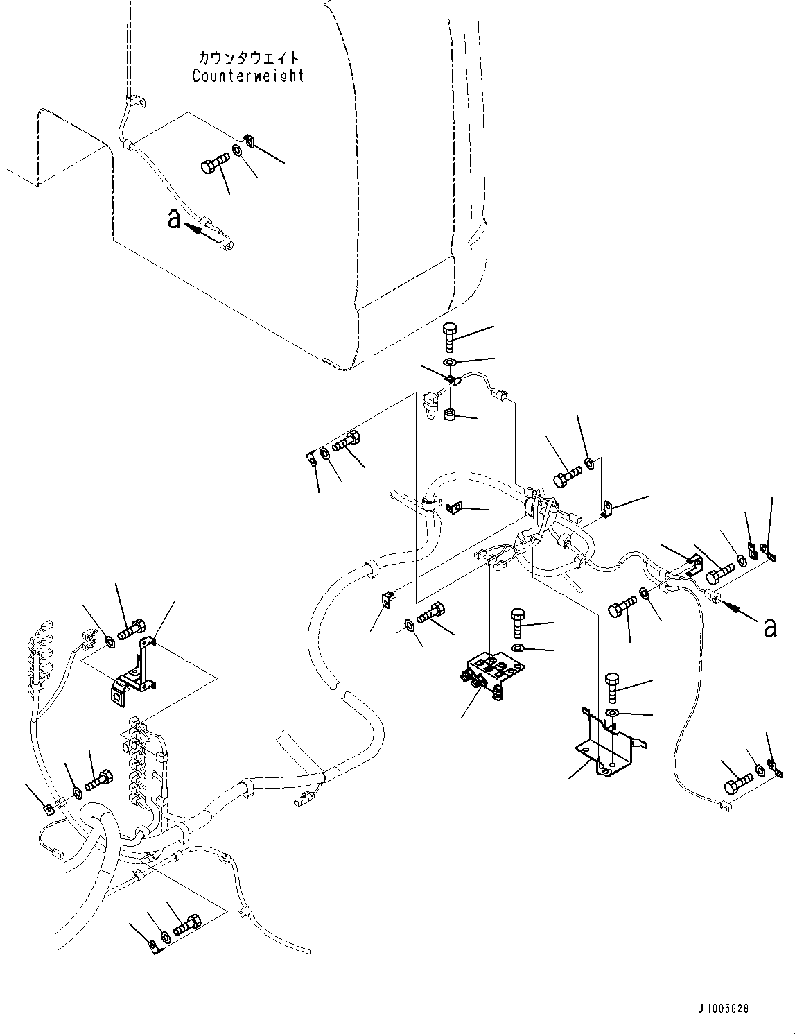 Excavators Komatsu / PC490LC-10 S/N 80001-UP(0000599C) / Electric Wiring Harness, Main Wiring Harness Clamp (3/5) (#80001-)(E002004 : E0200-001004)