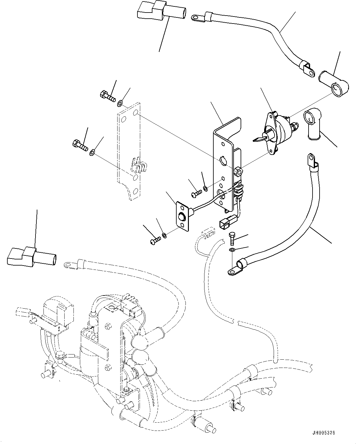 Excavators Komatsu / PC490LC-10 S/N 80001-UP(0000599C) / Electric Wiring Harness, Battery Cable for Disconnect Switch (#80001-)(E002007 : E0200-001007)