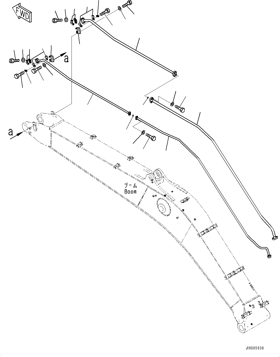Excavators Komatsu / PC490LC-10 S/N 80001-UP(0000599C) / Boom, Additional Piping (#80001-)(T002009 : T1110-003008)
