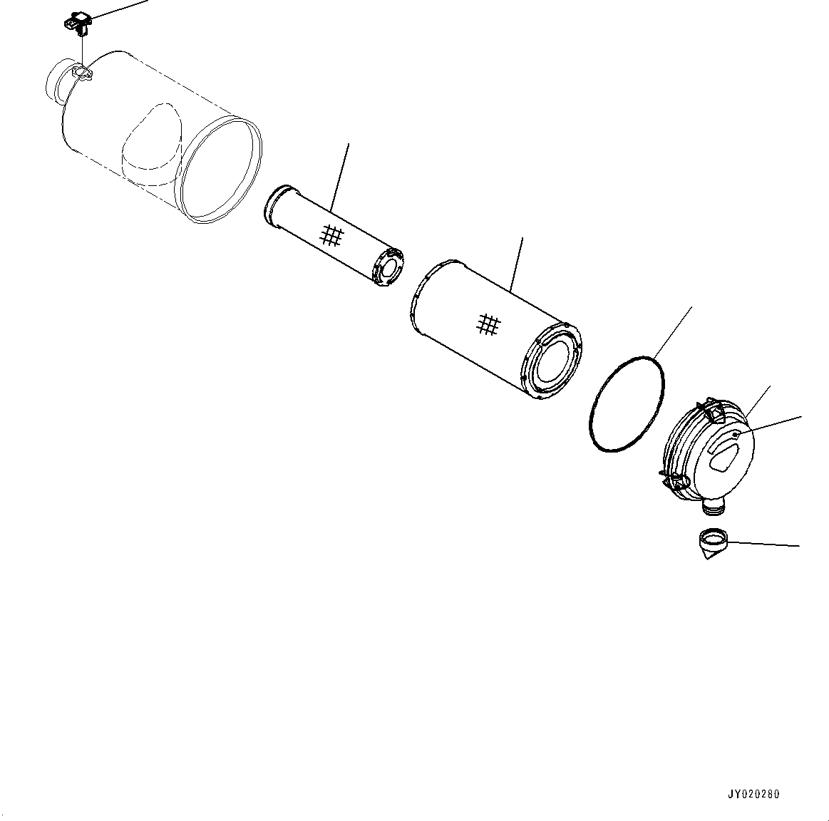 Komatsu parts book diagram for SAA6D107E-2B S/N 26600006-UP (For PC290LC-10): AIR CLEANER (#26600005-)