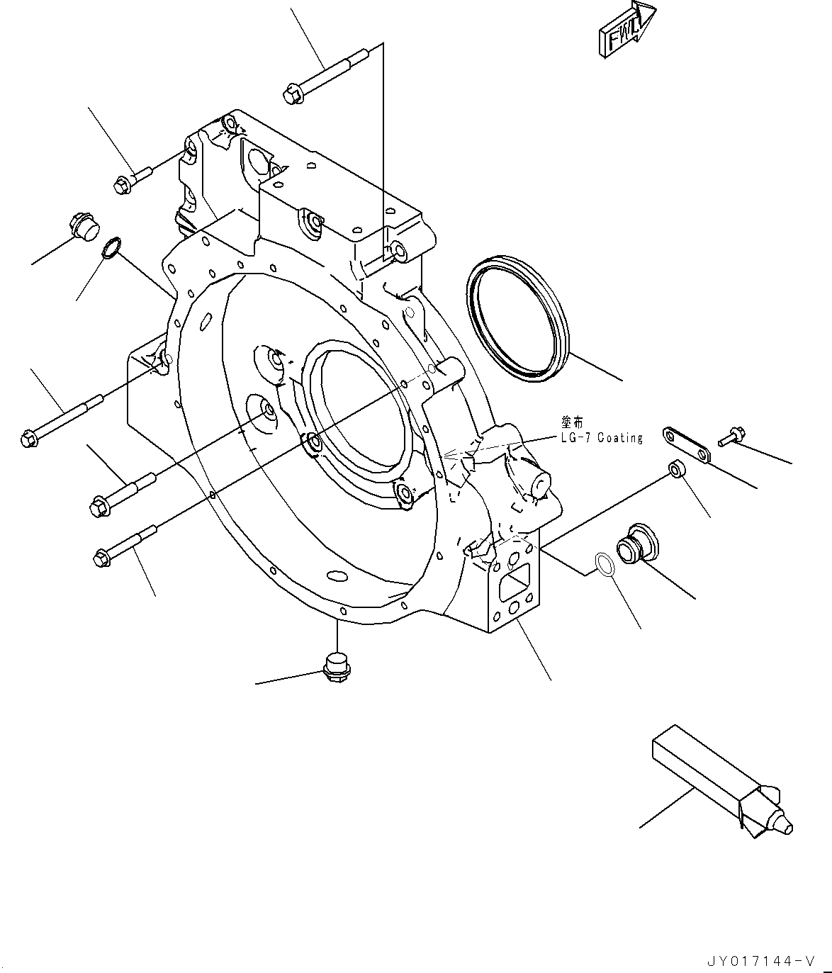 Komatsu parts book diagram for SAA6D107E-2B S/N 26600006-UP (For PC290LC-10): FLYWHEEL HOUSING (#26600005-)