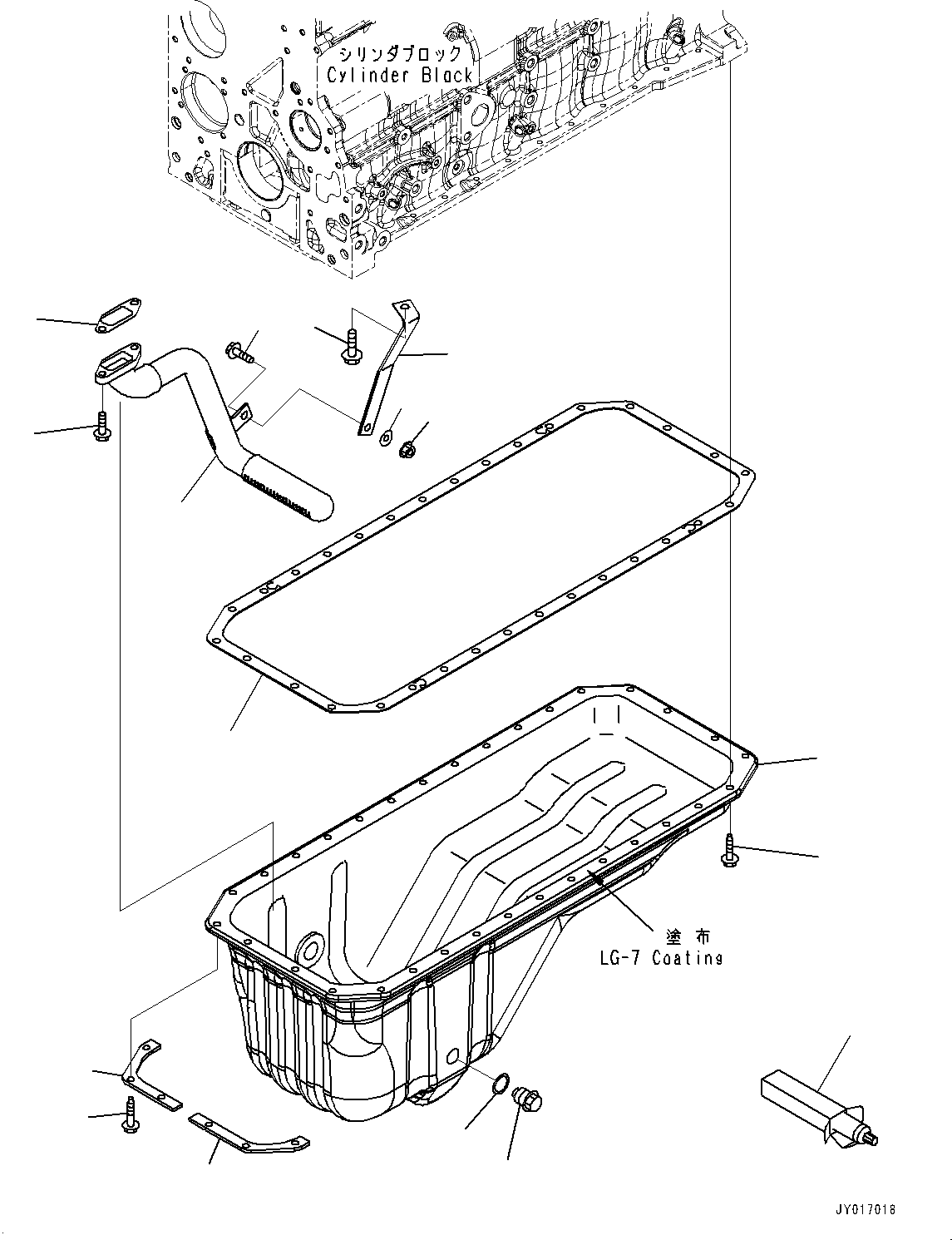 Komatsu parts book diagram for SAA6D107E-2B S/N 26600006-UP (For PC290LC-10): ENGINE OIL PAN (#26600005-)