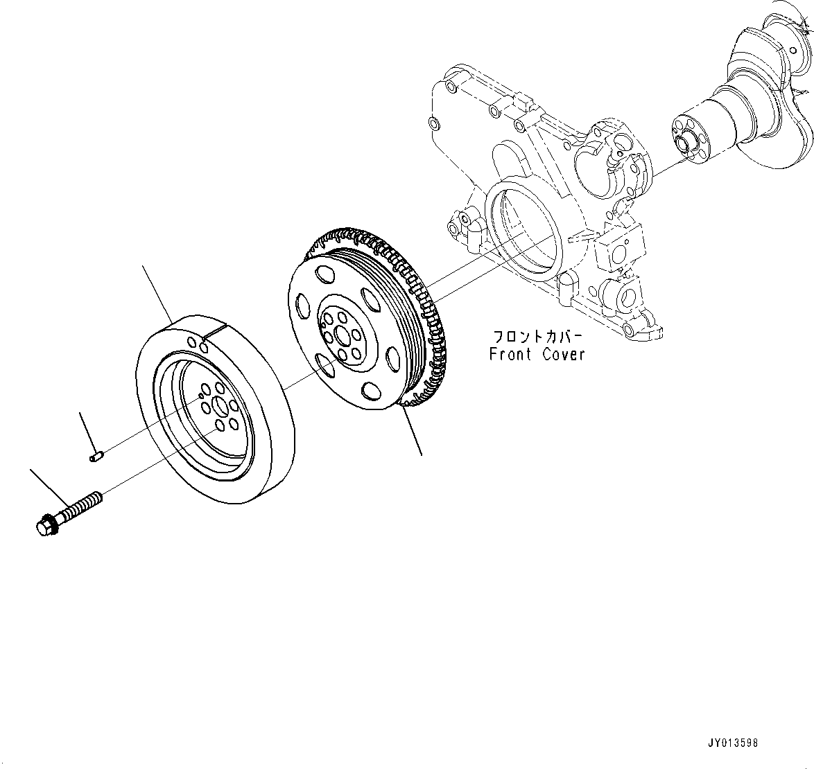 Komatsu parts book diagram for SAA6D107E-2B S/N 26600006-UP (For PC290LC-10): VIBRATION DAMPER (#26600005-)