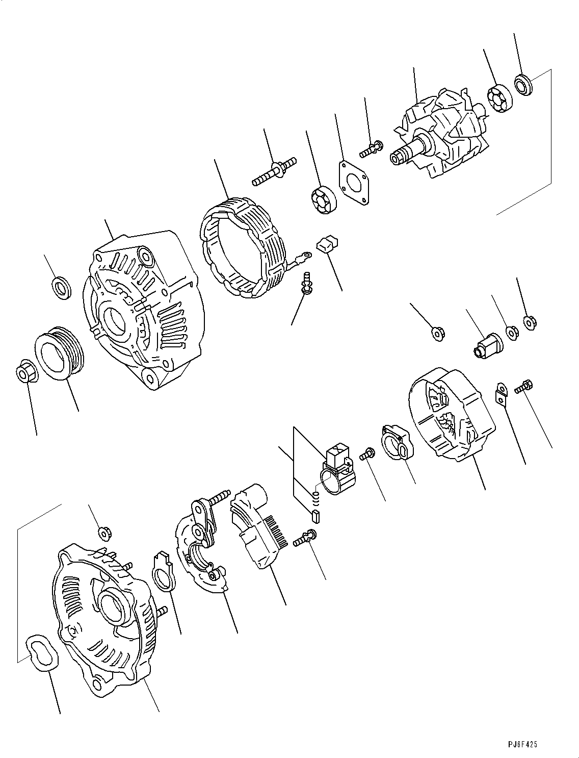 Komatsu parts book diagram for SAA6D107E-2B S/N 26600006-UP (For PC290LC-10): ALTERNATOR, 60A (#26600005-)