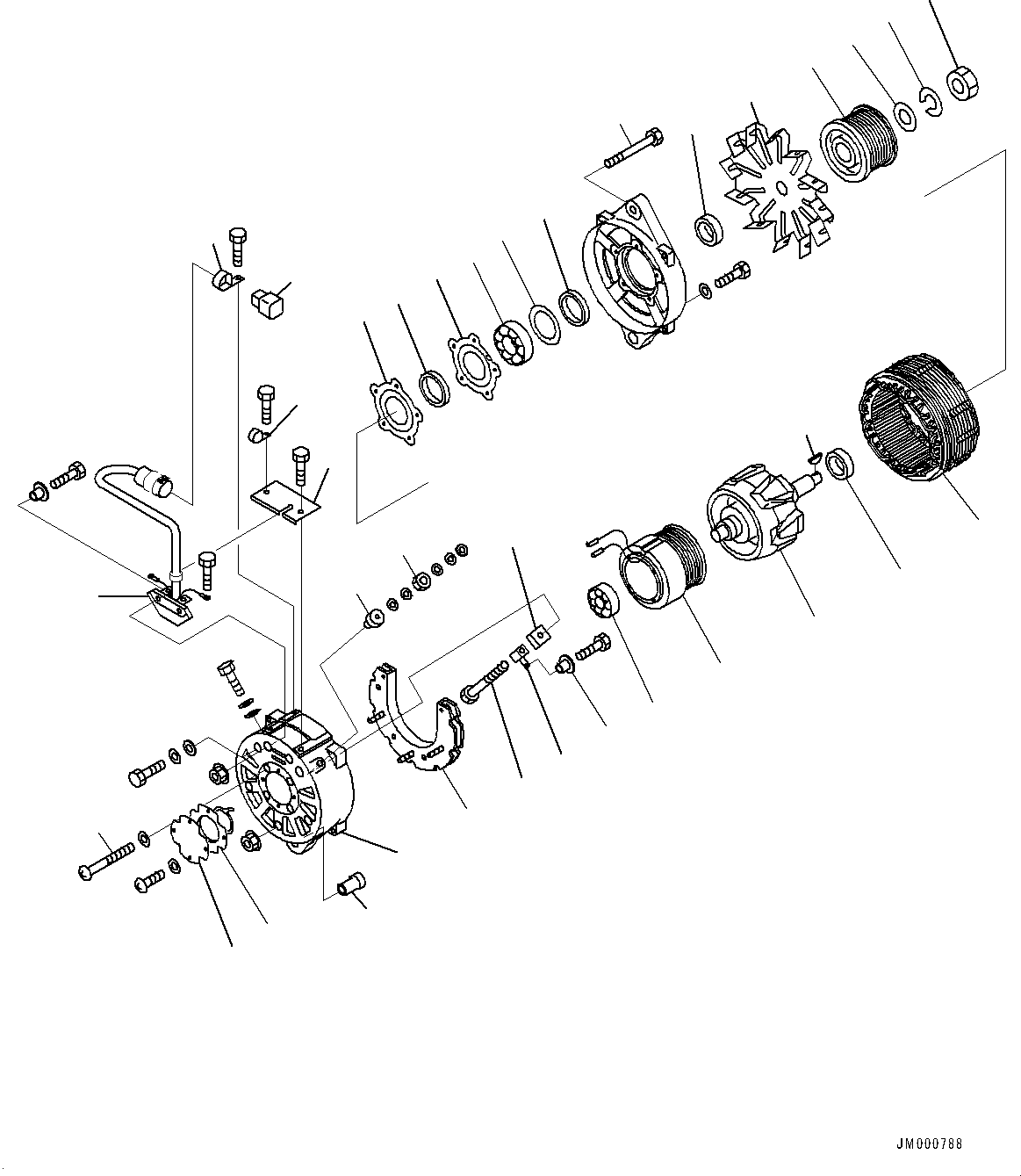 Wheel Loaders Komatsu / WA1200-6 S/N 60001-UP (Chassis only)(0000607C) / Engine Related Parts, Inner Parts, Alternator (#60001-60014)(B002007 : B0000-001007)
