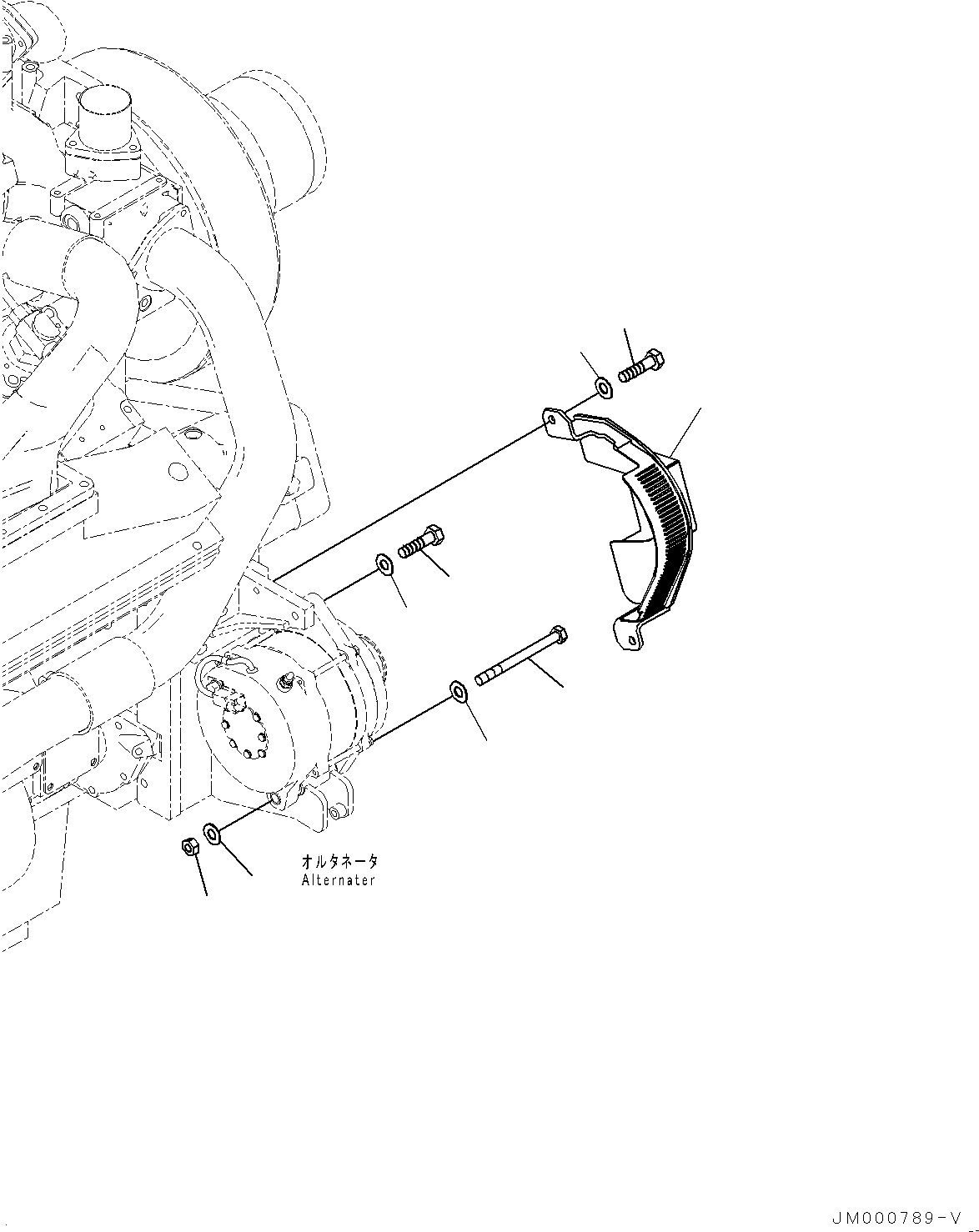 Wheel Loaders Komatsu / WA1200-6 S/N 60001-UP (Chassis only)(0000607C) / Engine Related Parts, Alternator Mounting (#60001-60014)(B002008 : B0000-001008)
