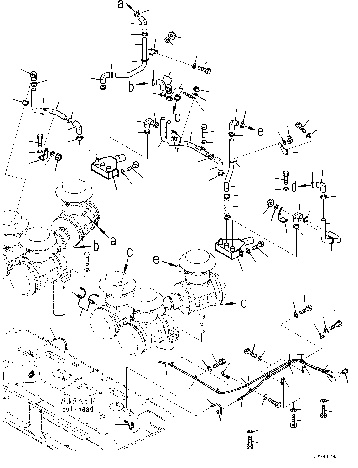 Wheel Loaders Komatsu / WA1200-6 S/N 60001-UP (Chassis only)(0000607C) / Engine Related Parts, Air Cleaner Duct (#60001-60014)(B002002 : B0000-001002)
