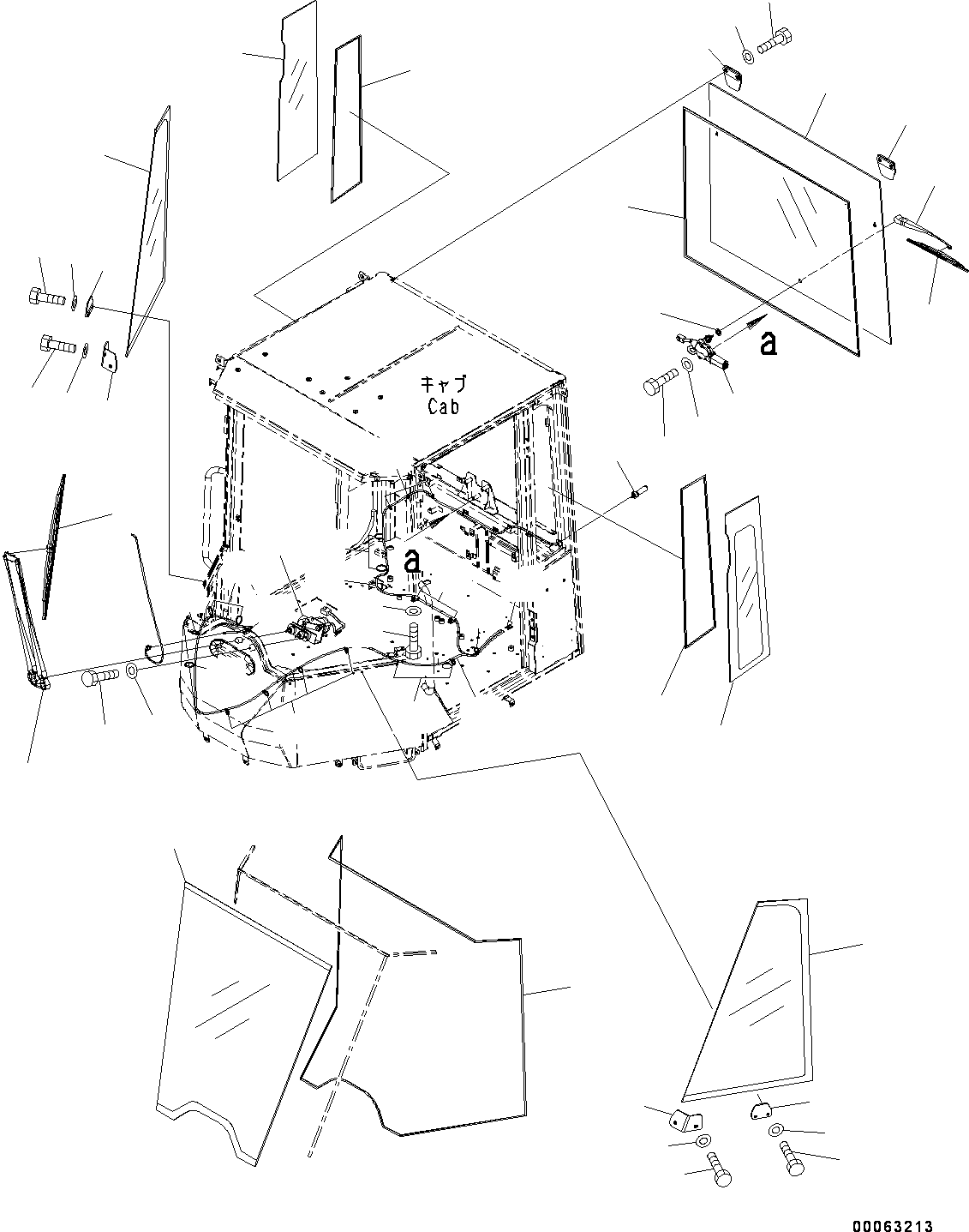 Wheel Loaders Komatsu / WA250PZ-6 S/N 75896-UP (FOR KAL (Chassis only))(0000610C) / ROPS Cab and Floor Frame Group, Glass Window and Wipers (#75896-)(K002005 : K0210-009005)