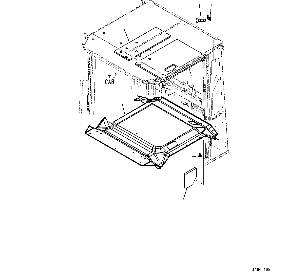 Wheel Loaders Komatsu / WA250PZ-6 S/N 75896-UP (FOR KAL (Chassis only))(0000610C) / ROPS Cab and Floor Frame Group, Roof Cover (#75896-)(K002006 : K0210-009006)
