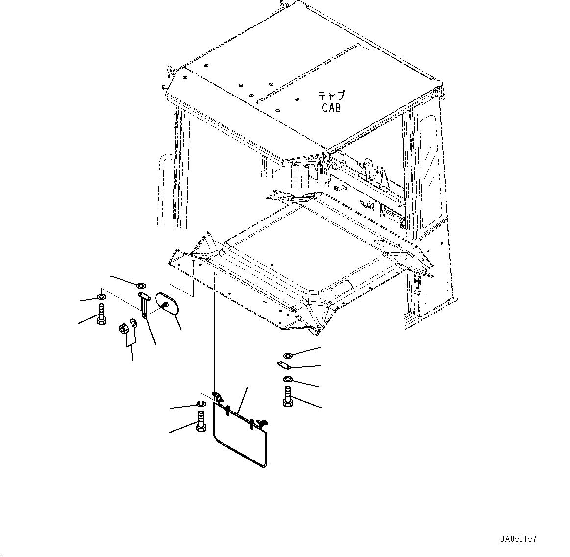 Wheel Loaders Komatsu / WA250PZ-6 S/N 75896-UP (FOR KAL (Chassis only))(0000610C) / ROPS Cab and Floor Frame Group, Rearview Mirror (#75896-)(K002007 : K0210-009007)
