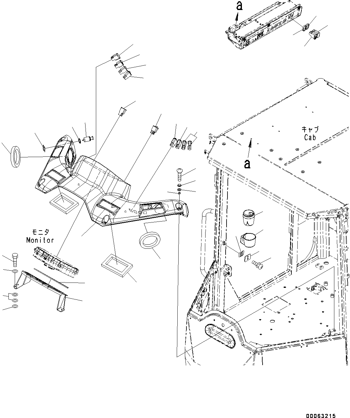 Wheel Loaders Komatsu / WA250PZ-6 S/N 75896-UP (FOR KAL (Chassis only))(0000610C) / ROPS Cab and Floor Frame Group, Cab In Parts, Front Cover and Switch (#75896-)(K002011 : K0210-009011)