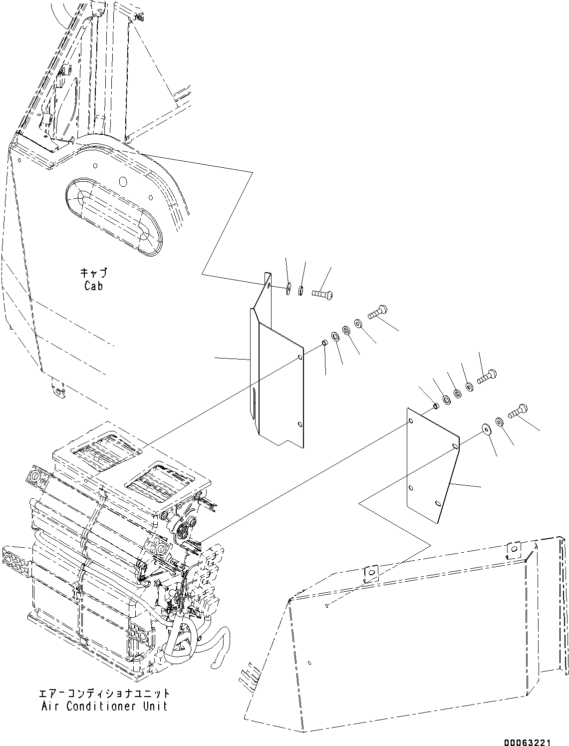 Wheel Loaders Komatsu / WA250PZ-6 S/N 75896-UP (FOR KAL (Chassis only))(0000610C) / ROPS Cab and Floor Frame Group, Air Conditioner and Heater, Filter (#75896-)(K002018 : K0210-009017)