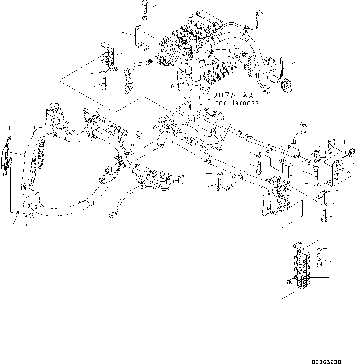 Wheel Loaders Komatsu / WA250PZ-6 S/N 75896-UP (FOR KAL (Chassis only))(0000610C) / ROPS Cab and Floor Frame Group, Floor, Wiring Harness (1/3) (#75896-)(K002029 : K0210-009027)
